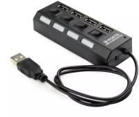 USB-ХАБ / разветвитель / USB-hub 4 порта с выключателями для периферийных устройств, чёрный