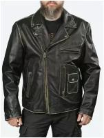 Кожаная куртка байкерская мужская брутальная потёртая косуха J-22 3XL