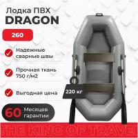 Лодка ПВХ DRAGON 260 гребная, 2х-местная лодка для рыбалки, лодка для охота, лодка для отдыха, надувная