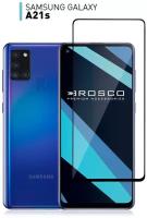 ROSCO/ Защитное стекло для Samsung Galaxy A21S (Самсунг Галакси А21С, A 21S, эс). Закалённое с олеофобным покрытием, с черной рамкой, (легко наклеить)