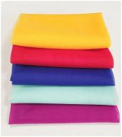 Набор ткани Фатин 5шт, Желтый, красный, синий, мятный, фиолетовый, 50х300см