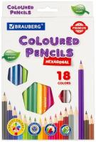 Карандаши цветные классические мягкие 18 ярких цветов, BRAUBERG PREMIUM, комплект, 880540