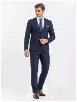 Костюм Marc de Cler, пиджак и брюки, классический стиль, полуприлегающий силуэт, подкладка, однобортная, карманы, размер 188-54, синий