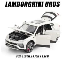 Ламборджини Урус Lamborghini Urus 21 см (1:24) машинка с открываются двери, капот, багажник, поворачиваются передние колеса, свет и звук, белая
