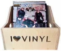 Ящик кейс органайзер для хранения до 100 виниловых пластинок I.LOVE.VINYL без покраски от студии BELED Art