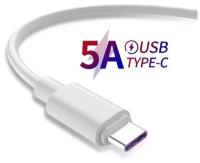 Кабель USB Type-C, быстрая зарядка, цвет белый, 5A, 1 метр