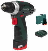 Дрель-шуруповерт аккумуляторная Metabo PowerMaxx BS, 600080950, 12 В Li-ion 2х2 Ач