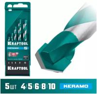 KRAFTOOL KERAMO 5 шт: 4-5-6-8-10 мм набор сверл по керамограниту с твердосплавной пластиной (29175-H5)