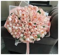 Букет Пионовидные розы Джульетта 101 шт, красивый букет цветов, шикарный, цветы премиум, букет роз, роза