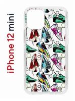 Чехол для iPhone 12 mini Kruche Print Кроссы Nike Air Max, противоударный силиконовый бампер с рисунком, пластиковая накладка с защитой камеры