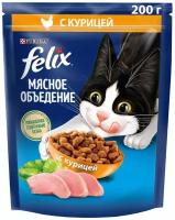 Сухой корм для взрослых кошек Felix Мясное объедение, с курицей 200 г