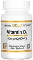 Витамин Д3 (Vitamin D3 California Gold Nutrition), 50 мкг (2000 МЕ), 90 капсул