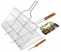 BOYSCOUT Решетка-гриль для стейков, большая с вилкой, картонный веер в подарок, 70(+5)x45x27x2 cм