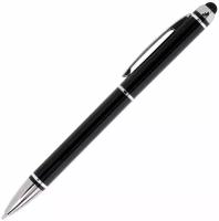 Ручка-стилус SONNEN для смартфонов/планшетов, синяя, корпус черный, серебристые детали, линия письма 1 мм, 141589