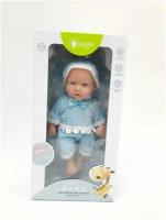 Реалистичная Кукла-пупс PURE BABY, 25 см, в голубом костюмчике, шапочке