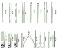 Маникюрный набор 16 предметов в кейсе, инструменты для маникюра и педикюра, включающие инструменты для чистки лица, книпсер кусачки для ногтей рук и ног, пинцеты и пилочки