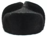 Шапка ушанка, размер 56, черный