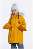 Пальто зимнее для девочки Шалуны 103368 горчичный 32, 122