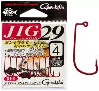 Крючок Gamakatsu JIG 29 Red с ушком, номер-4, 9шт/уп