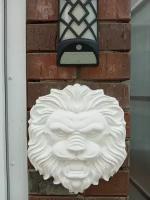 Голова льва настенное панно белое барельеф из гипса 28х23см