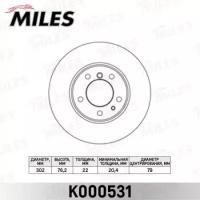 Диск тормозной BMW 5 E34 520-530 / 7 E32 730 передний вент. D=302мм. K000531 MILES K000531