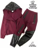 Комплект одежды OLLIRI, брюки, повседневный стиль, размер 116, бордовый