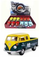 Металлическая машинка Kinsmart 1:34 1963 Volkswagen Bus Double Cab Pickup (Delivery) KT5396D инерционная / Желтый