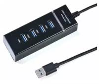 Разветвитель USB2.0 KS-is KS-727 хаб - концентратор 4 порта USB2.0 кабель 1.2 метра - чёрный