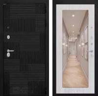 Входная дверь металлическая в квартиру PAZL с внутренней панелью 18 зеркало, цвет сандал белый, размер по коробке 960х2050, левая
