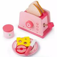 Игровой кухонный набор / Кухня, тостер, посуда и еда / деревянные детские игрушки