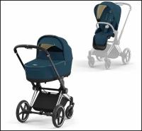 Универсальная коляска Cybex Priam IV 2 в 1, mountain blue/chrome black, цвет шасси: серебристый