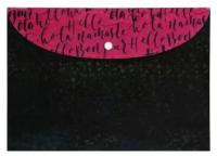 КОКОС Папка-конверт на кнопке А4, Bonjour, черный/розовый