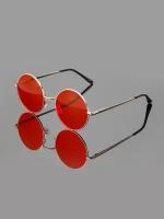 Солнцезащитные имиджевые круглые очки тишейды унисекс (мужские женские) с жестким футляром красные