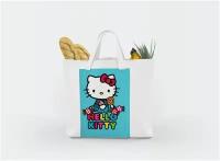 Сумка шоппер белая 38х40 с принтом Hello Kitty Китти арт 2