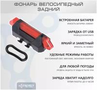 Фонарь велосипедный задний Energy MIST LED, 30 lumen, красный, 4 режима, USB, ABS корпус