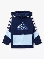 Толстовка adidas для мальчиков, карманы, капюшон, размер 116, синий