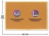Доска пробковая 60х90 Attache Economy деревян. рама Россия