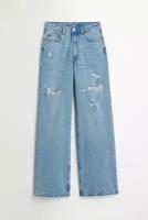 Широкие высокие джинсы - светло-синий - 38
