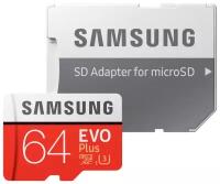 Карта памяти MicroSD 64GB Samsung Class 10 Evo Plus U1 (R/W 130 MB/s) + SD адаптер