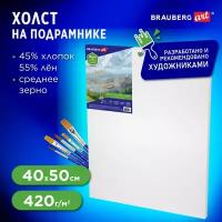 Холст на подрамнике Brauberg Art Classic, 40х50см, грунт, 45%хлоп, 55%лен, среднее зерно, 190636