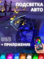 Подсветка в машину в ноги авто RGB салона LED лента