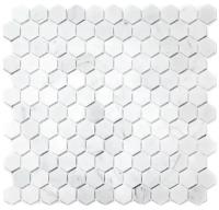 Шестиугольная мозаика из мрамора Natural Mosaic 4M088-DP-(Carrara) 4 мм белый светлый соты глянцевый