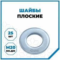 Шайбы Стройметиз плоские 20 мм, сталь, покрытие - цинк, 25 шт