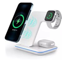 Беспроводная зарядная станция 3 в 1 для iPhone / Apple Watch / AirPods / Зарядное устройство с технологией QI для телефона / часов / наушников