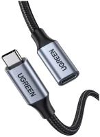 Кабель UGreen USB Type-C (m) - USB Type-C (f), 0.5 м, 1 шт., черный