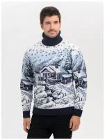 Мужской свитер зимняя идиллия Pulltonic, темно-синий со складным горлом, размер 50-52 [АРТ 230-560]