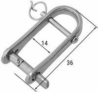 Скоба такелажная с пальцем 5 мм 36х15 AISI 316
