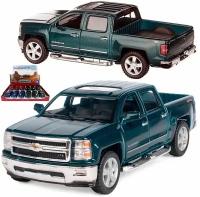 Машинка металлическая Kinsmart 1:46 2014 Chevrolet Silverado KT5381D инерционная, двери открываются / Зеленый