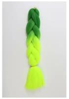Канекалон двухцветный 60см 100гр ZUMBA гофр BY40 ярко-зеленый-лимонный подложка QF 5267984