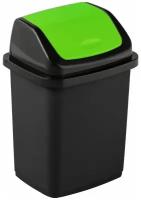 Контейнер для мусора элластик-пласт Комфорт 10л черный, салатовый пластик
